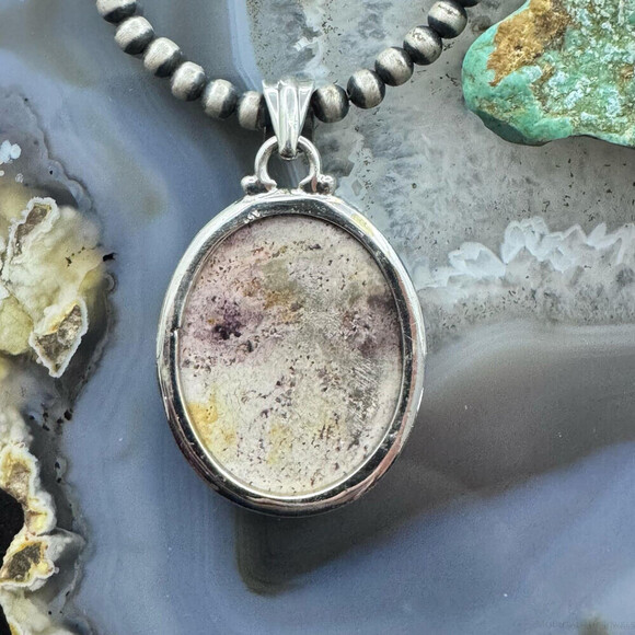 Sterling Silver Southwestern Style Oval Mexican Fire Opal Pendant For Women - Picture 7 of 10